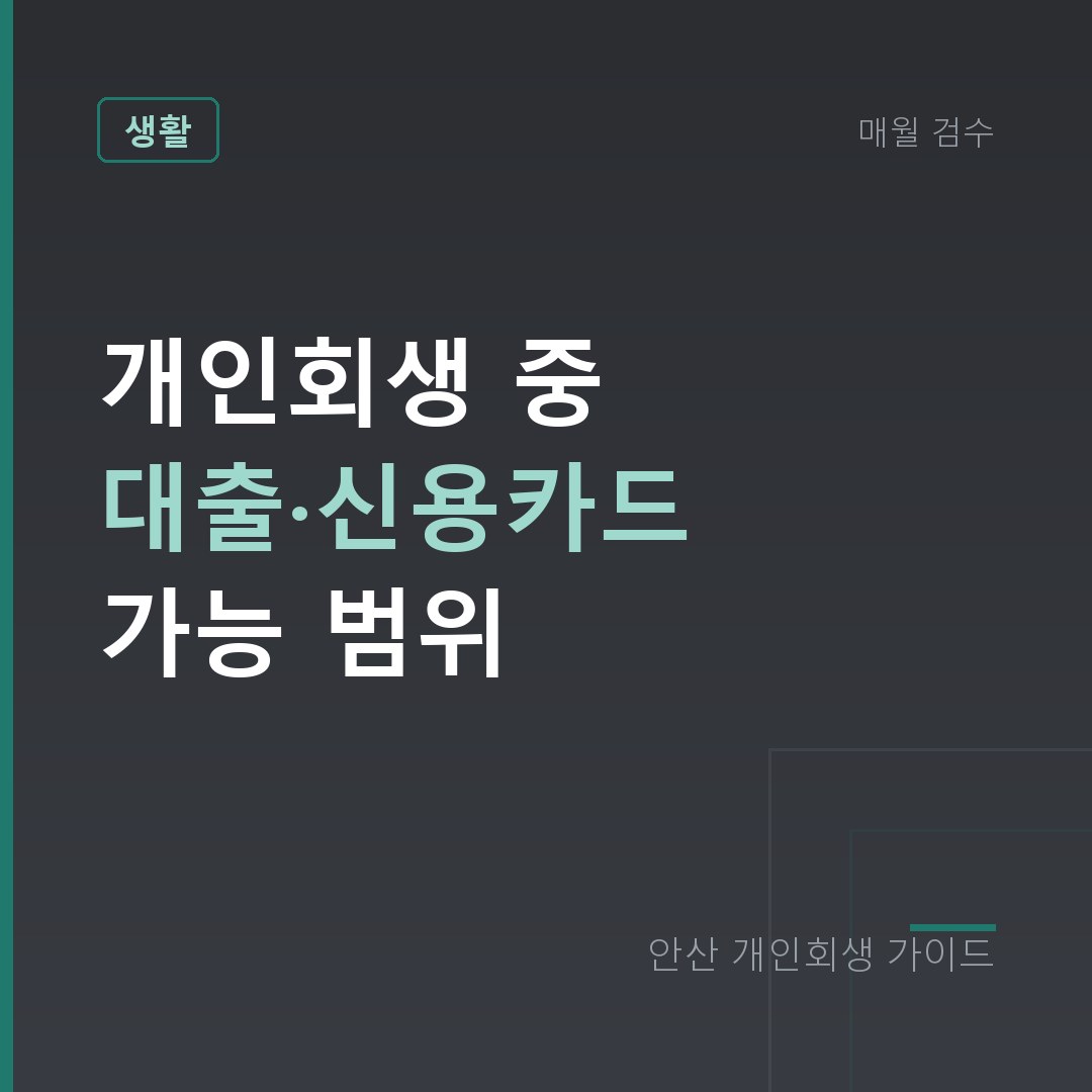 안산 개인회생 개인회생 중 대출·신용카드 가능 범위