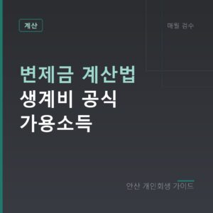안산 개인회생 변제금 계산법 생계비 공식 가용소득