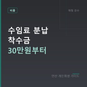 안산 개인회생 수임료 분납 착수금 30만원부터