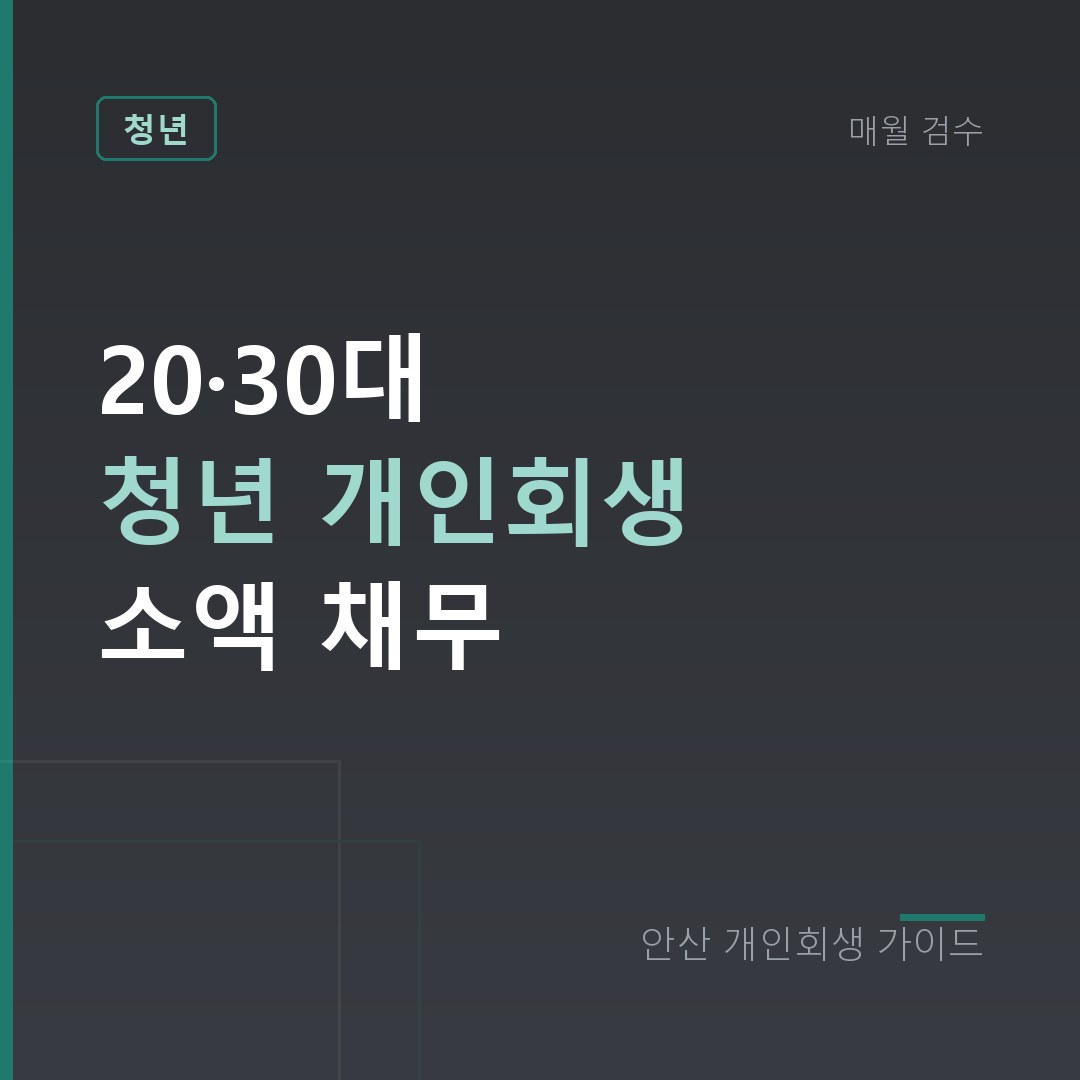 안산 개인회생 20·30대 청년 개인회생 소액 채무
