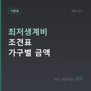 안산 개인회생 최저생계비 조견표 가구별 금액
