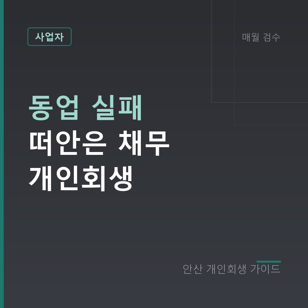 동업 실패 채무 개인회생 | 한쪽이 떠안은 빚 정리