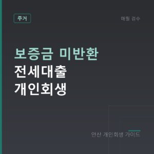 안산 개인회생 보증금 미반환 전세대출 개인회생