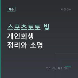 안산 개인회생 스포츠토토 빚 개인회생 정리와 소명